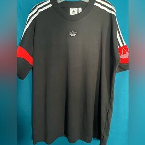 adidas the brand with the 3 stripes red, black, white